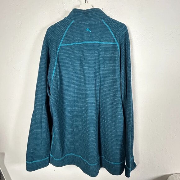 Tommy Bahama Mens Reversible 1/4 Zip Pullover Sweater XL Blue Striped Cotton New - Picture 2 of 7